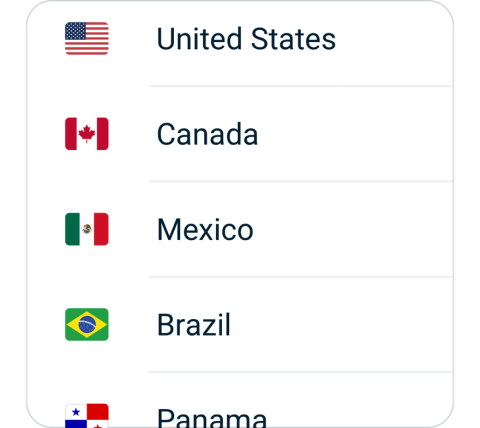 Rust connect step 2, choose VPN server location